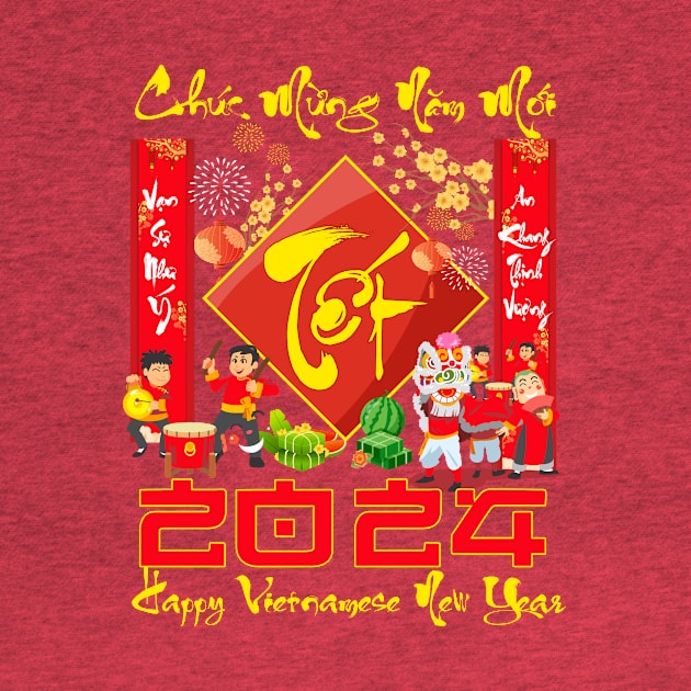 Chuc Mung Nam Moi Happy Vietnamese New Year 2024 Boy Kid Girl by _So who go sayit_